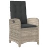 Ensemble à manger de jardin 3pcs coussins gris clair poly rotin 