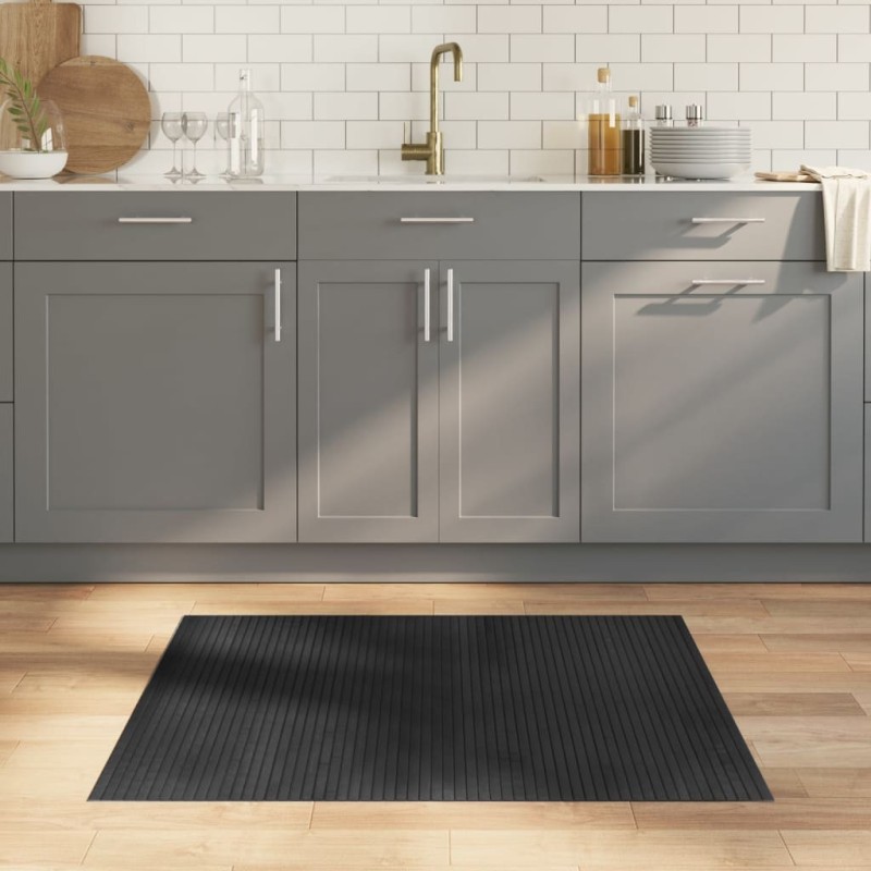 Tapis rectangulaire gris 80x100 cm bambou 