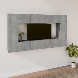 Ensemble de meubles TV 8 pcs Gris béton Bois d'ingénierie 
