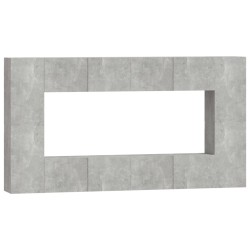 Ensemble de meubles TV 8 pcs Gris béton Bois d'ingénierie 