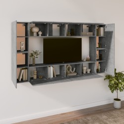 Ensemble de meubles TV 8 pcs Gris béton Bois d'ingénierie 