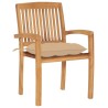 Chaises de jardin empilables avec coussins lot de 4 Teck solide 
