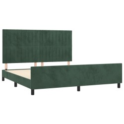 Cadre de lit sans matelas vert foncé 160x200 cm velours 