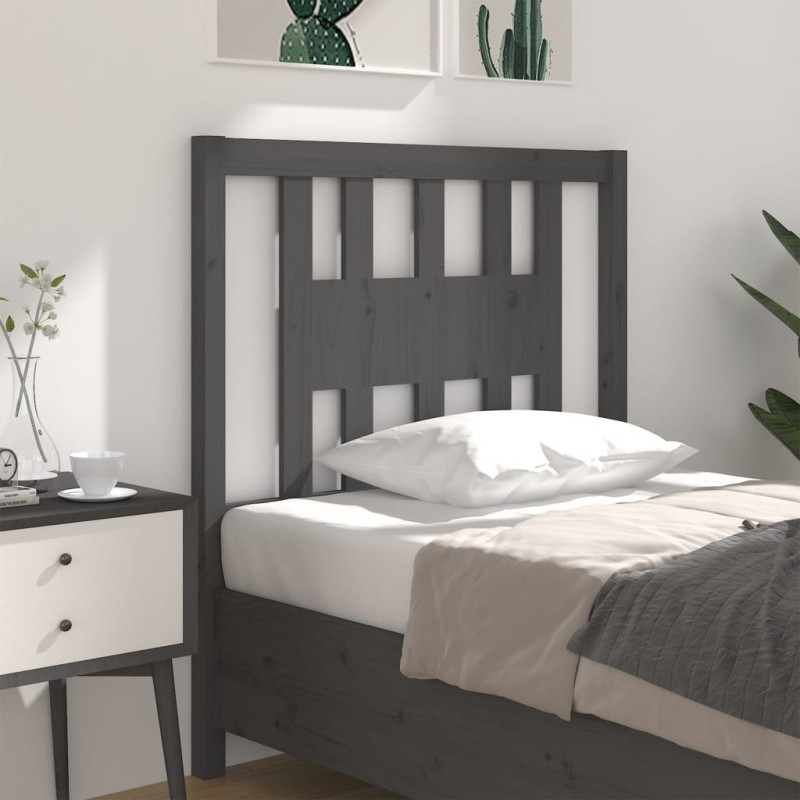 Tête de lit Gris 106x4x100 cm Bois massif de pin 
