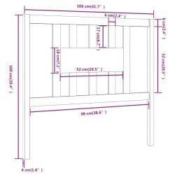 Tête de lit Gris 106x4x100 cm Bois massif de pin 
