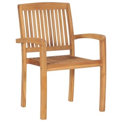 Chaises de jardin empilables avec coussins lot de 4 Teck solide 