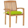 Chaises de jardin empilables avec coussins lot de 4 Teck solide 