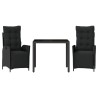 Ensemble à manger de jardin avec coussins 3 pcs Noir 