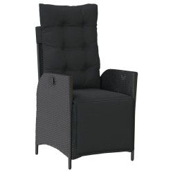 Ensemble à manger de jardin avec coussins 3 pcs Noir 