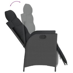 Ensemble à manger de jardin avec coussins 3 pcs Noir 