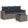 Salon de jardin 4 pcs avec coussins gris résine tressée 