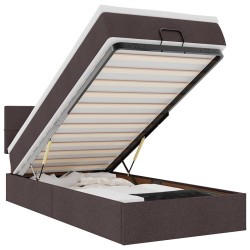 Cadre de lit ottoman avec matelas marron foncé 90x190 cm tissu 