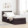Cadre de lit ottoman avec matelas marron foncé 90x190 cm tissu 