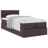 Cadre de lit ottoman avec matelas marron foncé 90x190 cm tissu 