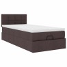 Cadre de lit ottoman avec matelas marron foncé 90x190 cm tissu 