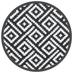 Tapis d'extérieur ARAKIL blanc et noir Ø160 cm PP 