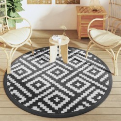 Tapis d'extérieur ARAKIL blanc et noir Ø160 cm PP 