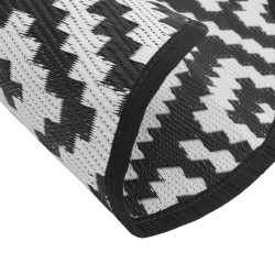 Tapis d'extérieur ARAKIL blanc et noir Ø160 cm PP 