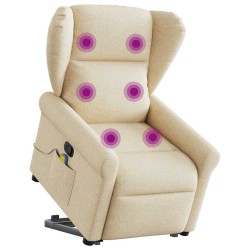 Fauteuil inclinable de massage Crème Tissu 