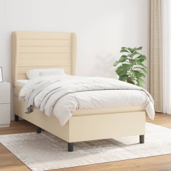 Sommier à lattes de lit avec matelas Crème 100x200 cm Tissu 