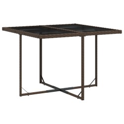 Ensemble à manger de jardin et coussins 9 pcs marron poly rotin 