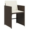 Ensemble à manger de jardin et coussins 9 pcs marron poly rotin 