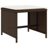 Ensemble à manger de jardin et coussins 9 pcs marron poly rotin 