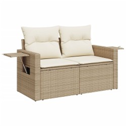 Salon de jardin avec coussins 6 pcs beige résine tressée 