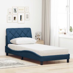 Lit avec matelas bleu 90x200 cm tissu 