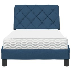 Lit avec matelas bleu 90x200 cm tissu 