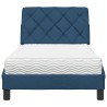 Lit avec matelas bleu 90x200 cm tissu 