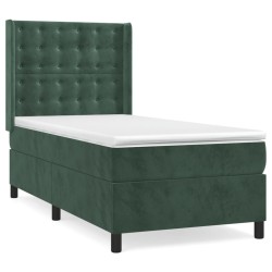 Sommier à lattes de lit avec matelas Vert foncé 90x190 cm 