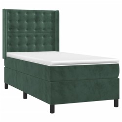Sommier à lattes de lit avec matelas Vert foncé 90x190 cm 