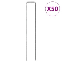 Piquets de sol en forme de U 50 pcs 20x3,5 cm acier galvanisé 