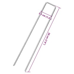 Piquets de sol en forme de U 50 pcs 20x3,5 cm acier galvanisé 