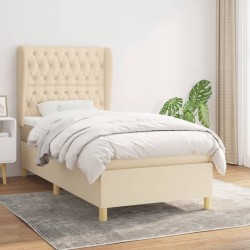 Sommier à lattes de lit avec matelas Crème 90x200 cm Tissu 