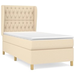 Sommier à lattes de lit avec matelas Crème 90x200 cm Tissu 