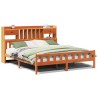 Lit bibliothèque sans matelas cire marron 180x200 cm pin massif 
