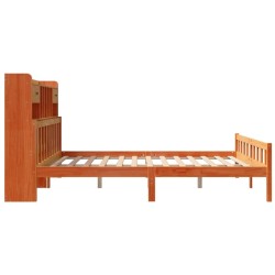 Lit bibliothèque sans matelas cire marron 180x200 cm pin massif 