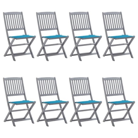 Chaises pliables d'extérieur lot de 8 et coussins Bois d'acacia 