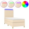 Sommier à lattes de lit et matelas et LED Crème 100x200cm Tissu 