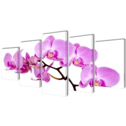 Set de toiles murales imprimées Orchidée 100 x 50 cm 