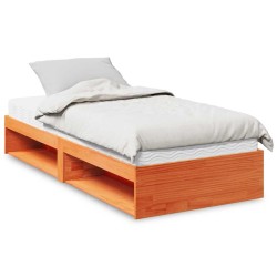 Lit de jour avec matelas cire marron 90x190 cm bois pin massif 