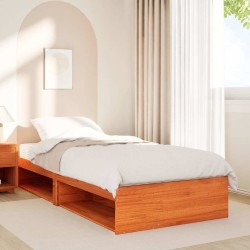 Lit de jour avec matelas cire marron 90x190 cm bois pin massif 