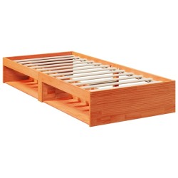 Lit de jour avec matelas cire marron 90x190 cm bois pin massif 