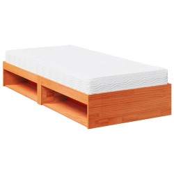 Lit de jour avec matelas cire marron 90x190 cm bois pin massif 