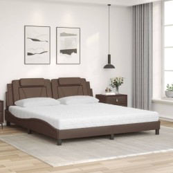 Lit avec matelas marron 180x200 cm similicuir 