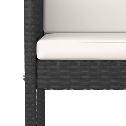 Ensemble de bar de jardin 3 pcs et coussins Résine tressée Noir 