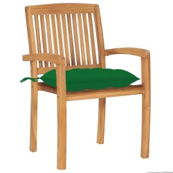 Chaises de jardin empilables avec coussins lot de 4 Teck solide 