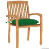 Chaises de jardin empilables avec coussins lot de 4 Teck solide 